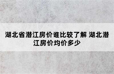 湖北省潜江房价谁比较了解 湖北潜江房价均价多少